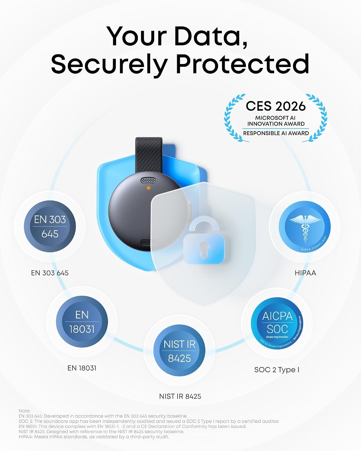 image:imagesoundcore Work by Anker CoinSized AI Voice Recorder 64GB MFi Certified 150 Languages Wearable USBC Charging 32H Recording Find My AI Transcribe and SummarizeBlack