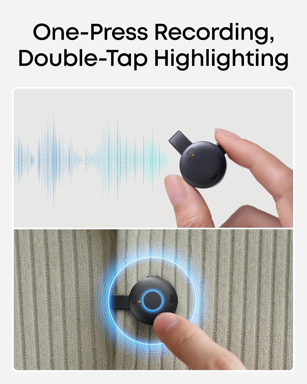 image:imagesoundcore Work by Anker CoinSized AI Voice Recorder 64GB MFi Certified 150 Languages Wearable USBC Charging 32H Recording Find My AI Transcribe and SummarizeBlack