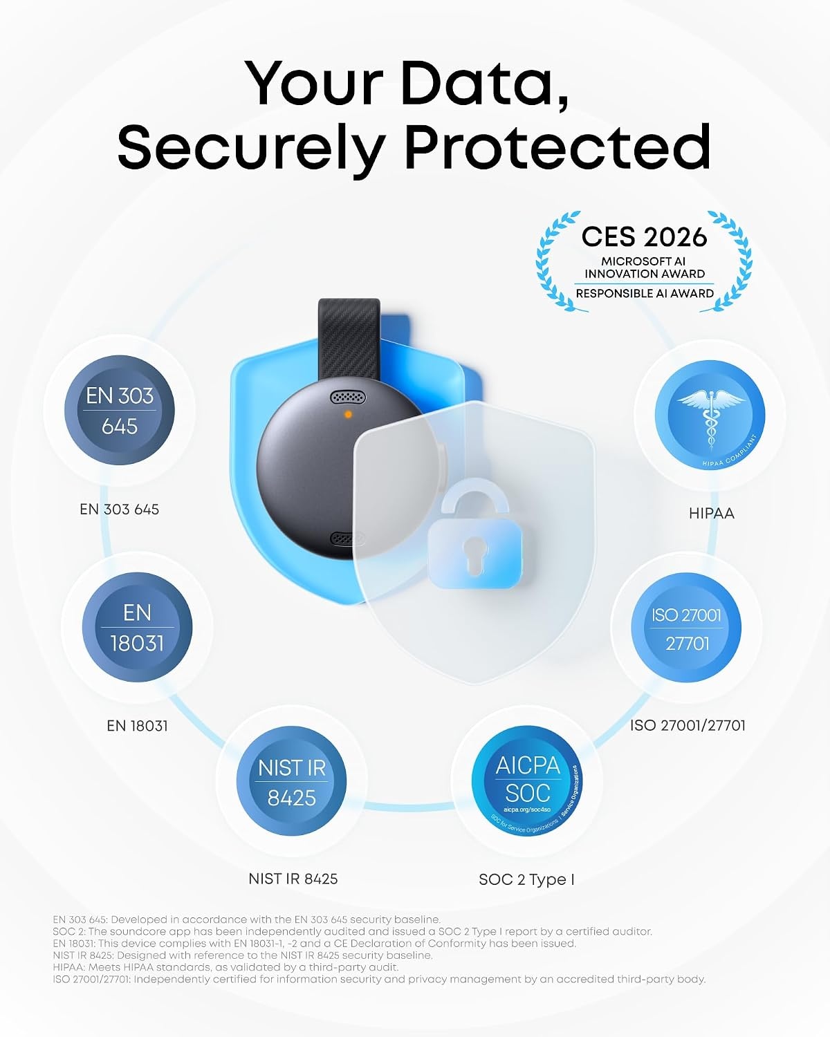 image:imagesoundcore Work by Anker CoinSized AI Voice Recorder 64GB MFi Certified 150 Languages Wearable USBC Charging 32H Recording Find My AI Transcribe and SummarizeBlack