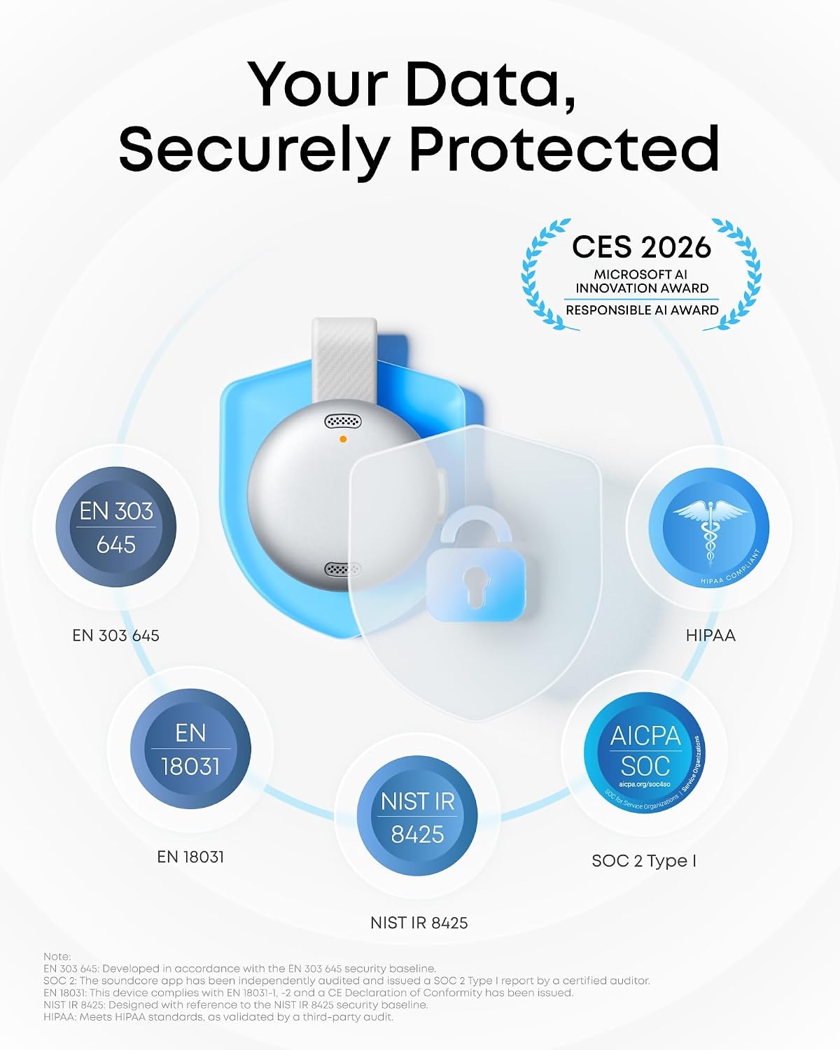 image:imagesoundcore Work by Anker CoinSized AI Voice Recorder 64GB MFi Certified 150 Languages Wearable USBC Charging 32H Recording Find My AI Transcribe and SummarizeWhite
