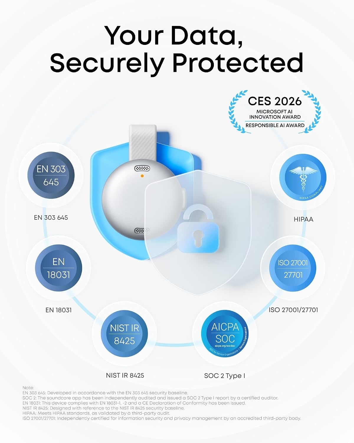 image:imagesoundcore Work by Anker CoinSized AI Voice Recorder 64GB MFi Certified 150 Languages Wearable USBC Charging 32H Recording Find My AI Transcribe and SummarizeWhite